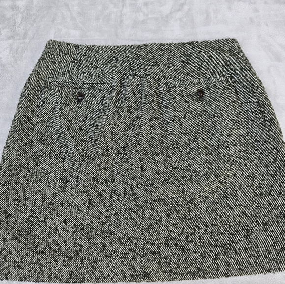 Madewell Green Herringbone Tweed Button Front Wool Blend Lined Mini Skirt Size 8 - Picture 9 of 16